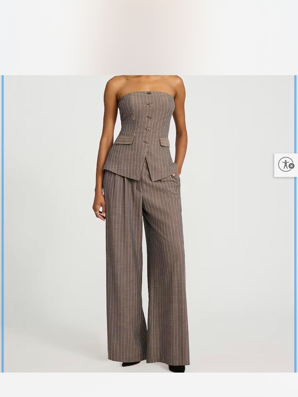 Express Brown Pinstripe Wide-Leg Pants